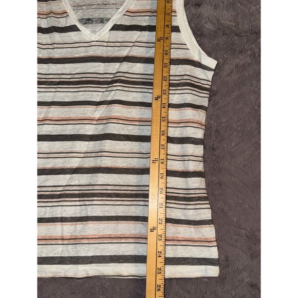 Workshop Republic Clothing Womens Striped Sleeveless Linen Top V-Neck M - Picture 5 of 6